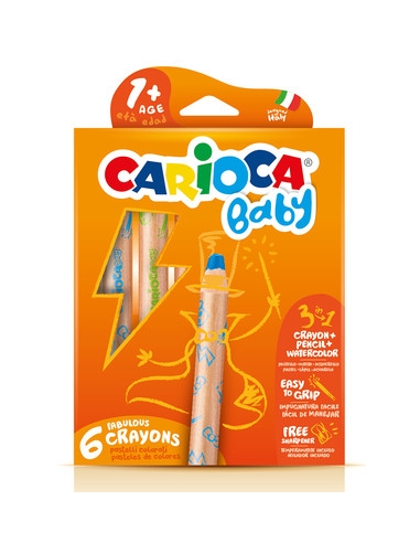 Carioca 3 In 1 Jumbo Bebek Ahşap Gövdeli Boya Kalemi 6 Adet